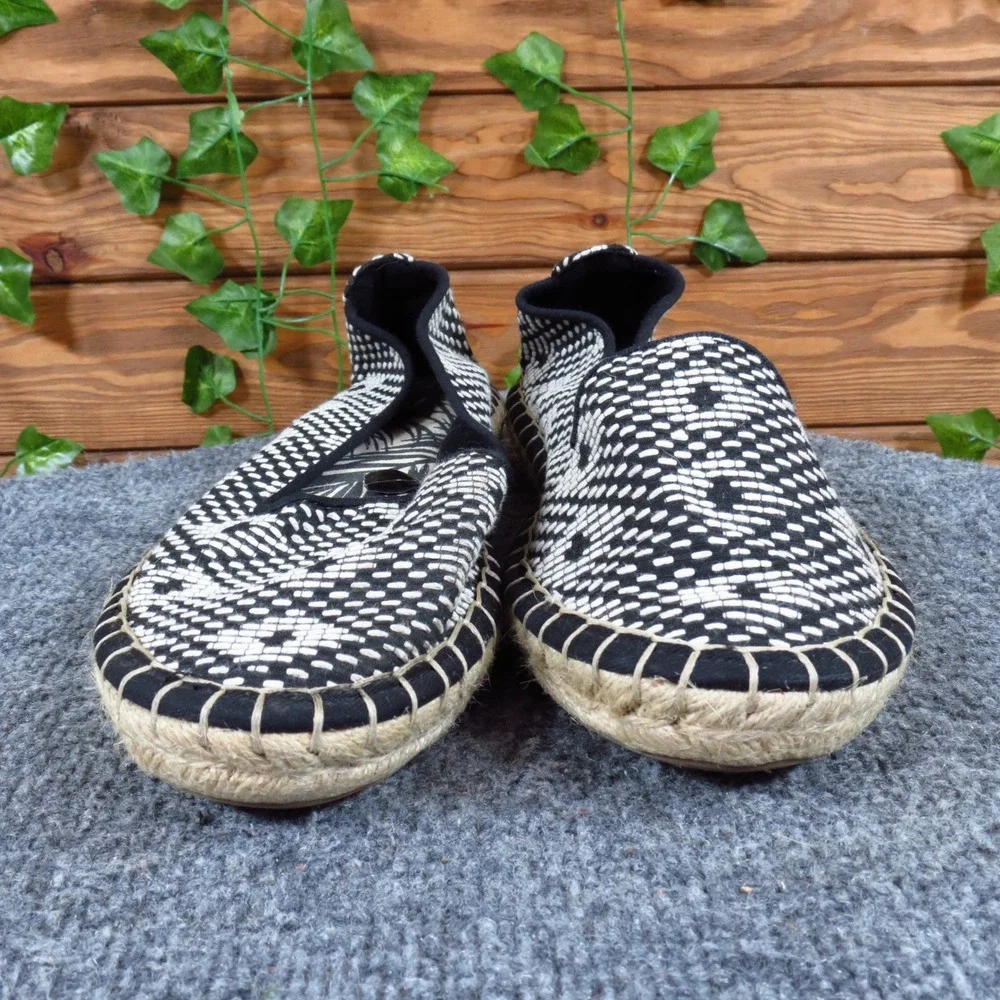 DV Dolce Vita Women Espadrille Flat Size 8 Summer Travel Black White Textile